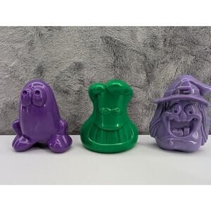 Crazy Bones - McDonalds 2 purple 1 green Happy Meal toys witch silly faces 2"